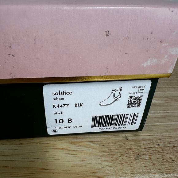 Kate Spade NWB Solstice K4477 Black Ankle Rain Boot Size 10B Pull-On Back Logo - Picture 9 of 9